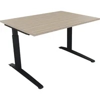 Soennecken Schreibtisch All in One, manuell höhenverstellbar, 65-85cm (H), 180x70cm (BxT), rechteckig, eiche natur / anthrazit metallic 400
