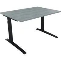Soennecken Schreibtisch All in One, manuell höhenverstellbar, 65-85cm (H), 120x90cm (BxT), rechteckig, beton hell / anthrazit metallic 4003