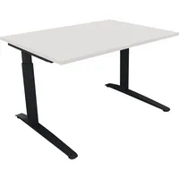Soennecken Schreibtisch All in One, manuell höhenverstellbar, 65-85cm (H), 120x90cm (BxT), rechteckig, weiß / anthrazit metallic 4003969071