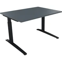 Soennecken Schreibtisch All in One, manuell höhenverstellbar, 65-85cm (H), 180x70cm (BxT), rechteckig, lavagrau / anthrazit metallic 400396