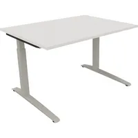 Soennecken Schreibtisch All in One, manuell höhenverstellbar, 65-85cm (H), 180x70cm (BxT), rechteckig, weiß / silberaluminium 4003969073753