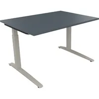 Soennecken Schreibtisch All in One, manuell höhenverstellbar, 65-85cm (H), 120x90cm (BxT), rechteckig, lavagrau / silberaluminium 400396907