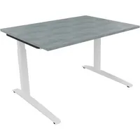 Soennecken Schreibtisch All in One, manuell höhenverstellbar, 65-85cm (H), 120x90cm (BxT), rechteckig, beton hell / weiß 4003969071780 Soen