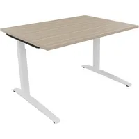 Soennecken Schreibtisch All in One, manuell höhenverstellbar, 65-85cm (H), 120x90cm (BxT), rechteckig, eiche natur / weiß 4003969071810 Soe