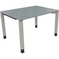 Soennecken Schreibtisch All in One, manuell höhenverstellbar, 68-82cm (H), 120x90cm (BxT), rechteckig, beton hell / silberaluminium 4003969