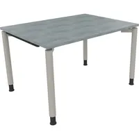 Soennecken Schreibtisch All in One, manuell höhenverstellbar, 68-82cm (H), 120x90cm (BxT), rechteckig, beton hell / silberaluminium 4003969