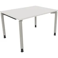Soennecken Schreibtisch All in One, manuell höhenverstellbar, 68-82cm (H), 120x90cm (BxT), rechteckig, weiß / silberaluminium 4003969081093