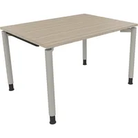 Soennecken Schreibtisch All in One, manuell höhenverstellbar, 68-82cm (H), 120x90cm (BxT), rechteckig, eiche natur / silberaluminium 400396