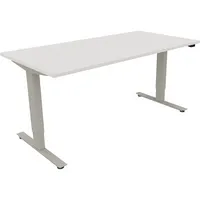 Soennecken Sitz-Steh-Schreibtisch Move 2.0, elektrisch höhenverstellbar, 62,5-128,5cm (H), 160x80cm (BxT), rechteckig, weiß / silberalumini