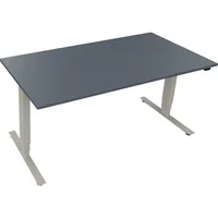 Soennecken Sitz-Steh-Schreibtisch Move 2.0, elektrisch höhenverstellbar, 62,5-128,5cm (H), 160x80cm (BxT), rechteckig, lavagrau / silberalu