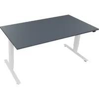 Soennecken Sitz-Steh-Schreibtisch Move 2.0, elektrisch höhenverstellbar, 62,5-128,5cm (H), 160x80cm (BxT), rechteckig, lavagrau / weiß 4003