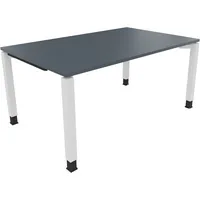 Soennecken Schreibtisch All in One, manuell höhenverstellbar, 68-82cm (H), 160x100cm (BxT), rechteckig, lavagrau / weiß 4003969077744 Soenn