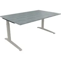 Soennecken Schreibtisch All in One, manuell höhenverstellbar, 65-85cm (H), 160x100cm (BxT), rechteckig, beton hell / silberaluminium 400396