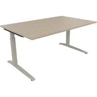 Soennecken Schreibtisch All in One, manuell höhenverstellbar, 65-85cm (H), 160x100cm (BxT), rechteckig, eiche natur / silberaluminium 40039