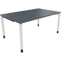 Soennecken Schreibtisch All in One, manuell höhenverstellbar, 68-82cm (H), 160x100cm (BxT), rechteckig, lavagrau / weiß 4003969082380 Soenn