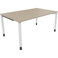 Soennecken Schreibtisch All in One, manuell höhenverstellbar, 68-82cm (H), 160x100cm (BxT), rechteckig, eiche natur / weiß 4003969082403 So