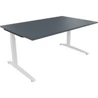 Soennecken Schreibtisch All in One, manuell höhenverstellbar, 65-85cm (H), 160x100cm (BxT), rechteckig, lavagrau / weiß 4003969072978 Soenn
