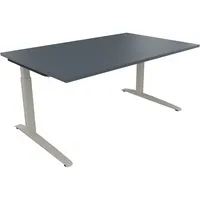 Soennecken Schreibtisch All in One, manuell höhenverstellbar, 65-85cm (H), 160x100cm (BxT), rechteckig, lavagrau / silberaluminium 40039690