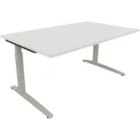 Soennecken Schreibtisch All in One, manuell höhenverstellbar, 65-85cm (H), 160x100cm (BxT), rechteckig, weiß / silberaluminium 400396907285