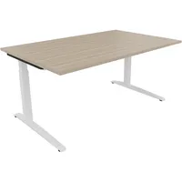 Soennecken Schreibtisch All in One, manuell höhenverstellbar, 65-85cm (H), 160x100cm (BxT), rechteckig, eiche natur / weiß 4003969072893 So