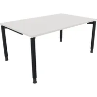 Soennecken Schreibtisch All in One, manuell höhenverstellbar, 68-82cm (H), 160x100cm (BxT), rechteckig, weiß / anthrazit metallic 400396908