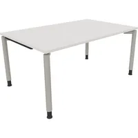 Soennecken Schreibtisch All in One, manuell höhenverstellbar, 68-82cm (H), 160x100cm (BxT), rechteckig, weiß / silberaluminium 400396908222