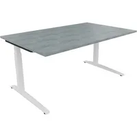 Soennecken Schreibtisch All in One, manuell höhenverstellbar, 65-85cm (H), 160x100cm (BxT), rechteckig, beton hell / weiß 4003969073005 Soe