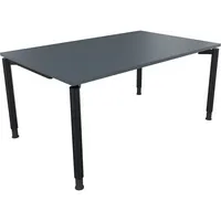 Soennecken Schreibtisch All in One, manuell höhenverstellbar, 68-82cm (H), 160x100cm (BxT), rechteckig, lavagrau / anthrazit metallic 40039