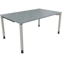 Soennecken Schreibtisch All in One, manuell höhenverstellbar, 68-82cm (H), 160x100cm (BxT), rechteckig, beton hell / silberaluminium 400396