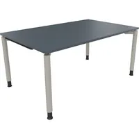 Soennecken Schreibtisch All in One, manuell höhenverstellbar, 68-82cm (H), 160x100cm (BxT), rechteckig, lavagrau / silberaluminium 40039690