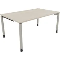 Soennecken Schreibtisch All in One, manuell höhenverstellbar, 68-82cm (H), 160x100cm (BxT), rechteckig, eiche natur / silberaluminium 40039