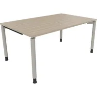 Soennecken Schreibtisch All in One, manuell höhenverstellbar, 68-82cm (H), 160x100cm (BxT), rechteckig, eiche natur / silberaluminium 40039