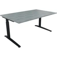 Soennecken Schreibtisch All in One, manuell höhenverstellbar, 65-85cm (H), 160x100cm (BxT), rechteckig, beton hell / anthrazit metallic 400