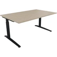 Soennecken Schreibtisch All in One, manuell höhenverstellbar, 65-85cm (H), 160x100cm (BxT), rechteckig, eiche natur / anthrazit metallic 40