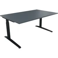 Soennecken Schreibtisch All in One, manuell höhenverstellbar, 65-85cm (H), 160x100cm (BxT), rechteckig, lavagrau / anthrazit metallic 40039