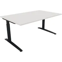 Soennecken Schreibtisch All in One, manuell höhenverstellbar, 65-85cm (H), 160x100cm (BxT), rechteckig, weiß / anthrazit metallic 400396907