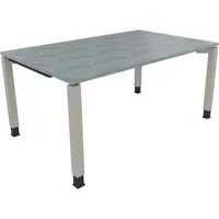 Soennecken Schreibtisch All in One, manuell höhenverstellbar, 68-82cm (H), 160x100cm (BxT), rechteckig, beton hell / silberaluminium 400396