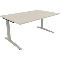 Soennecken Schreibtisch All in One, manuell höhenverstellbar, 65-85cm (H), 160x100cm (BxT), rechteckig, akazie hell / silberaluminium 40039