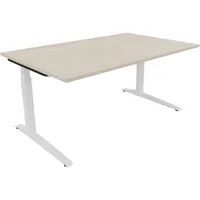 Soennecken Schreibtisch All in One, manuell höhenverstellbar, 65-85cm (H), 160x100cm (BxT), rechteckig, akazie hell / weiß 4003969072862 So