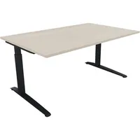Soennecken Schreibtisch All in One, manuell höhenverstellbar, 65-85cm (H), 160x100cm (BxT), rechteckig, akazie hell / anthrazit metallic 40