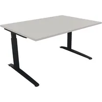 Soennecken Schreibtisch All in One, manuell höhenverstellbar, 65-85cm (H), 140x100cm (BxT), rechteckig, lichtgrau / anthrazit metallic 4003