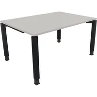 Soennecken Schreibtisch All in One, manuell höhenverstellbar, 68-82cm (H), 140x100cm (BxT), rechteckig, lichtgrau / anthrazit metallic 4003