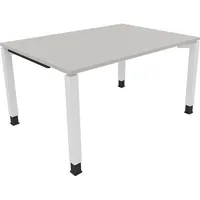 Soennecken Schreibtisch All in One, manuell höhenverstellbar, 68-82cm (H), 140x100cm (BxT), rechteckig, lichtgrau / weiß 4003969076037 Soen