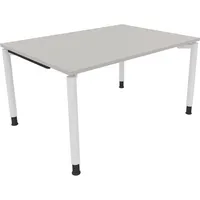 Soennecken Schreibtisch All in One, manuell höhenverstellbar, 68-82cm (H), 140x100cm (BxT), rechteckig, lichtgrau / weiß 4003969080690 Soen