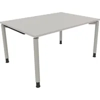 Soennecken Schreibtisch All in One, manuell höhenverstellbar, 68-82cm (H), 140x100cm (BxT), rechteckig, lichtgrau / silberaluminium 4003969
