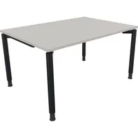 Soennecken Schreibtisch All in One, manuell höhenverstellbar, 68-82cm (H), 140x100cm (BxT), rechteckig, lichtgrau / anthrazit metallic 4003
