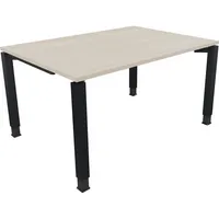 Soennecken Schreibtisch All in One, manuell höhenverstellbar, 68-82cm (H), 140x100cm (BxT), rechteckig, akazie hell / anthrazit metallic 40