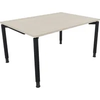 Soennecken Schreibtisch All in One, manuell höhenverstellbar, 68-82cm (H), 140x100cm (BxT), rechteckig, akazie hell / anthrazit metallic 40