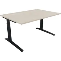 Soennecken Schreibtisch All in One, manuell höhenverstellbar, 65-85cm (H), 140x100cm (BxT), rechteckig, akazie hell / anthrazit metallic 40