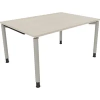Soennecken Schreibtisch All in One, manuell höhenverstellbar, 68-82cm (H), 140x100cm (BxT), rechteckig, akazie hell / silberaluminium 40039
